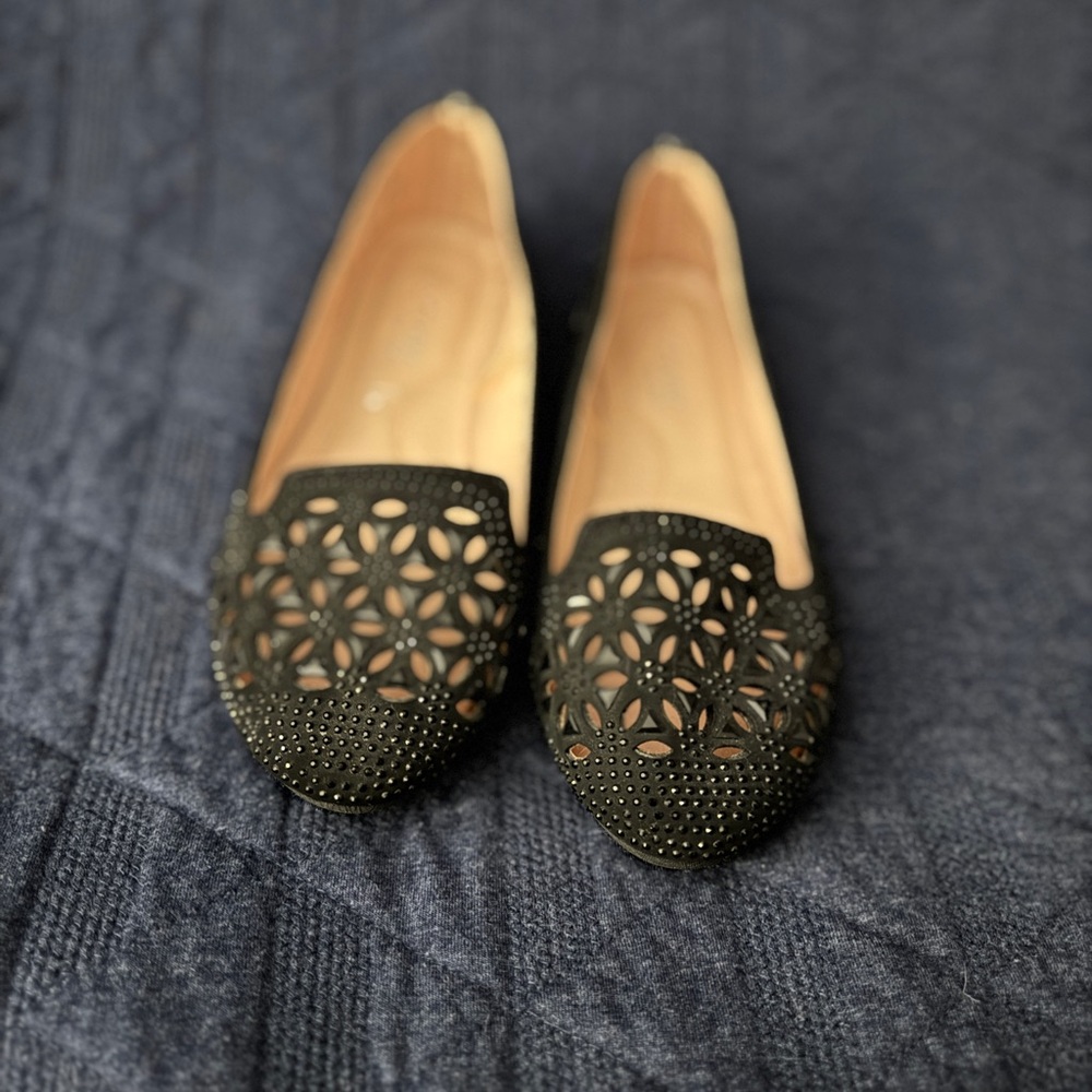 New Rhinestone Elegant Black Women's Flats